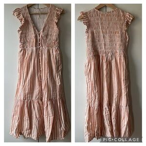 Anthropologie The Peregrine Midi Dress Cedar Stripe XSP Extra Small Petite